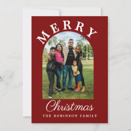 Photo Arch Modern Script jul Red Julkort