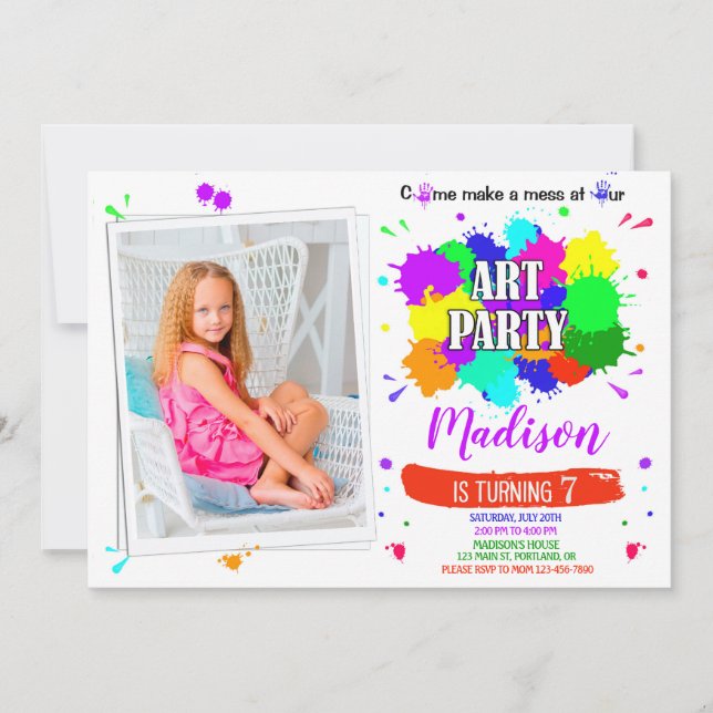 Photo Art-födelsedagsinbjudan Artsy-färgbåtar Inbjudningar (Framsida)