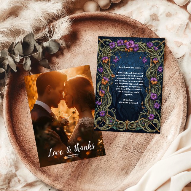 Photo Art nouveau Gothic Halloween Bröllop Tack Kort (Skapare uppladdad)