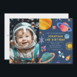 Photo Astronaut Planets Space Boy Birthday Inbjudningar<br><div class="desc">Astronaut Planets Space Boy Birthday-inbjudan Du kan anpassa dina inbjudningar genom att välja mellan så många olika pappra typer,  former och texter som du väljer för att göra dem unika och speciella.</div>
