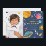 Photo Astronaut Planets Space Boy Birthday Inbjudningar<br><div class="desc">Astronaut Planets Space Boy Birthday-inbjudan Du kan anpassa dina inbjudningar genom att välja mellan så många olika pappra typer,  former och texter som du väljer för att göra dem unika och speciella.</div>