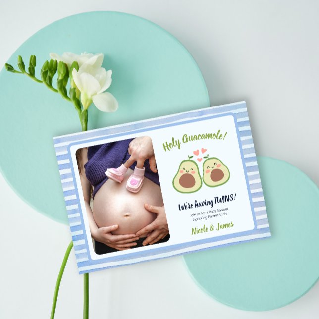 Photo Avocado Gender Neutral Twillingars Baby Show Inbjudningar (Skapare uppladdad)