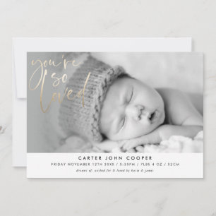 PHOTO BABY ANNOUNCEMENT du är så älskad guld Meddelande