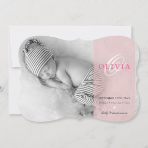 PHOTO BABY ANNOUNCEMENT initial overlay rosa Meddelande