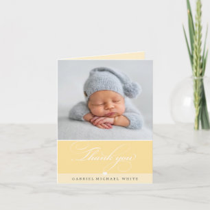 PHOTO BABY elegant finare calligraphy gult Tack Kort