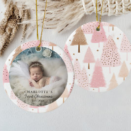 Photo Baby Första jul - Rosa Julgran Julgransprydnad Keramik