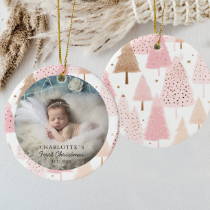 Photo Baby Första jul - Rosa Julgran Julgransprydnad Keramik
