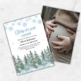 Photo Baby It's Cold Outside Winter Baby Shower Inbjudningar