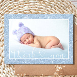 PHOTO Baby Shower för Cute BOY TACK Blue Glitter Meddelande