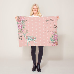 Photo BackDrop Baby Blommigt Dot Hjort Antler BOHO Fleecefilt