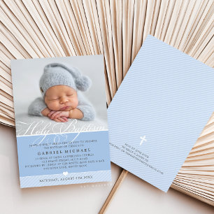 PHOTO BAPTISM finare flourish calligraphy boyblue Inbjudningar