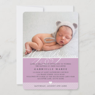 PHOTO BAPTISM finare flourish calligraphy lilac Inbjudningar