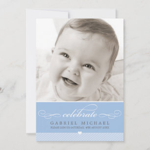 PHOTO BAPTISM-skript, undermålig baby blue typ Inbjudningar