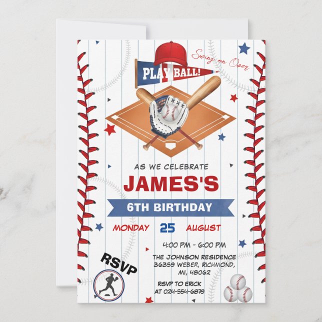 Photo Baseball Birthday Invitation Inbjudningar (Framsida)