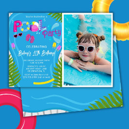 Photo Bassäng Party Summer Girl Födelsedagsfest Inbjudningar