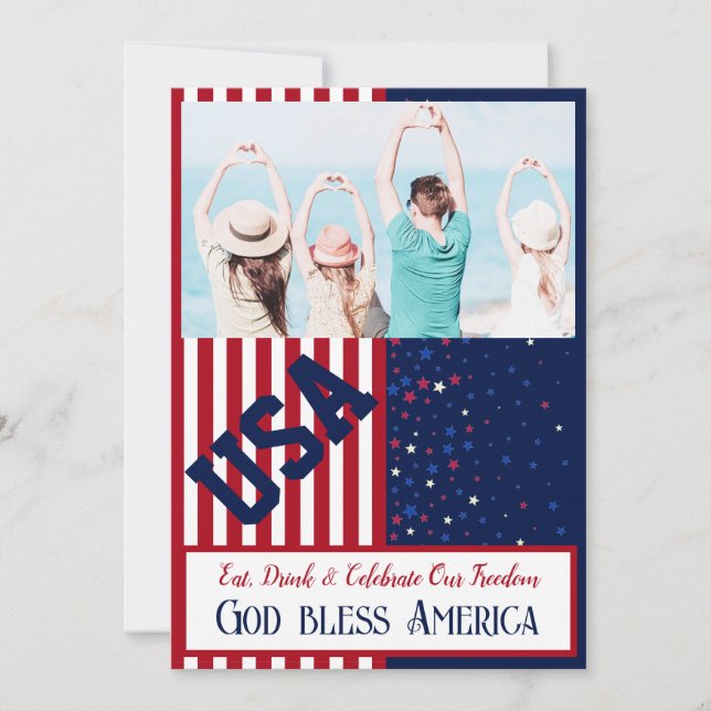 Photo BBQ & Brew USA Independence day 4 juli Inbjudningar (Framsida)