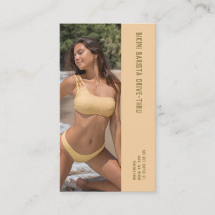 Photo Beach Bikini Barista Dubbla Number Coffee Lojalitetskort