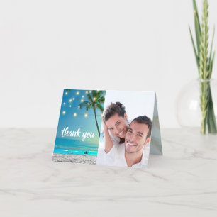 Photo Beach Handflatan String Ljus Bröllop Tack Kort