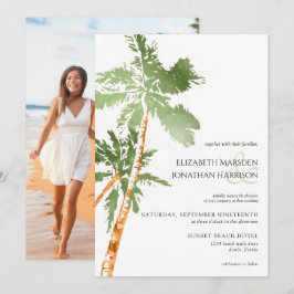 Photo Beach Handflatan Träd Grönt Destination Wedd Inbjudningar