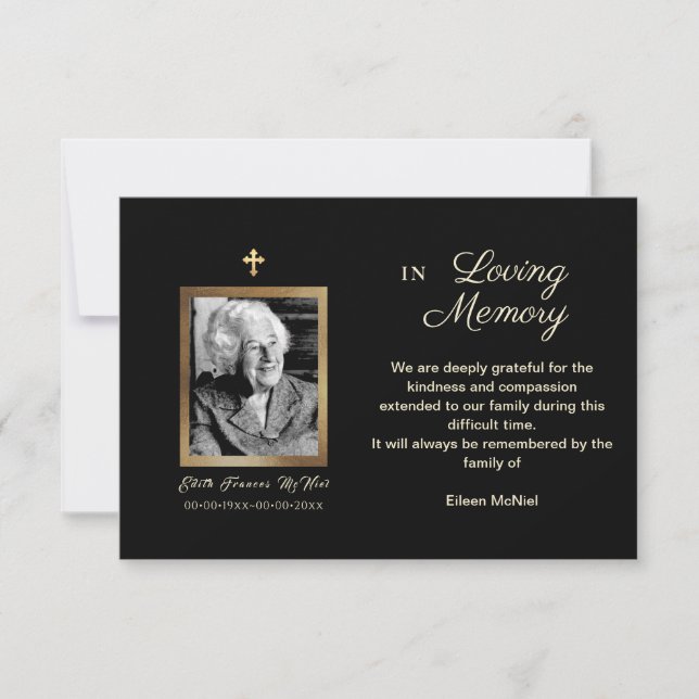 Photo Bereavement Tack, efter begravning Inbjudningar (Framsida)