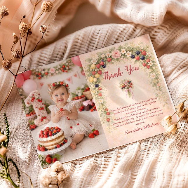 Photo Berry First Garden 1st Birthday Tack Kort (Skapare uppladdad)