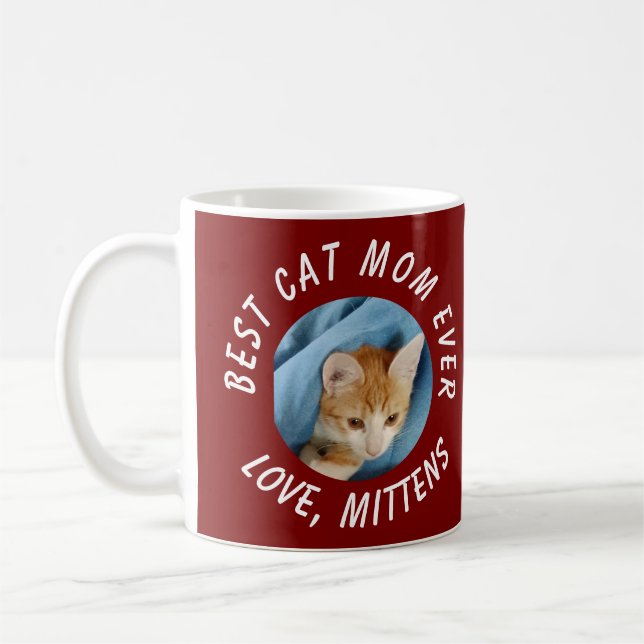 Photo Best Cat Mamma All Anpassningsbar Pet Namn B Kaffemugg (Vänster)