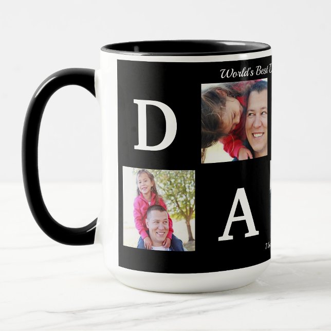 Photo BEST DADDY Collage Coffee Fars dag Black Mugg (Skapare uppladdad)