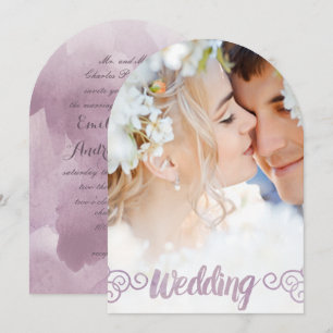 Photo Best Day Aldrig Lavender Watercolor Bröllop Inbjudningar