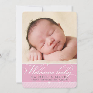PHOTO BIRTH ANNOUNCEMENT baby underbart skript ros Meddelande