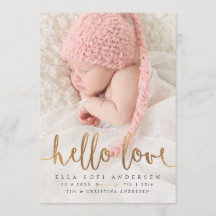 PHOTO BIRTH ANNOUNCEMENT | Girl Boho Guld Arrow