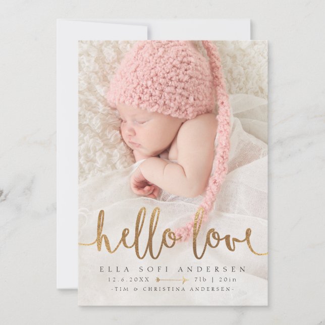 PHOTO BIRTH ANNOUNCEMENT | Girl Boho Guld Arrow Meddelande (Framsida)