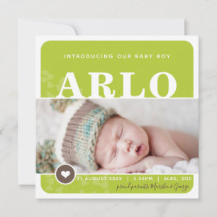 PHOTO BIRTH ANNOUNCEMENT Hjärtlime botaniskt Meddelande