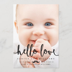 PHOTO BIRTH ANNOUNCEMENT Pojke Modern skript Meddelande