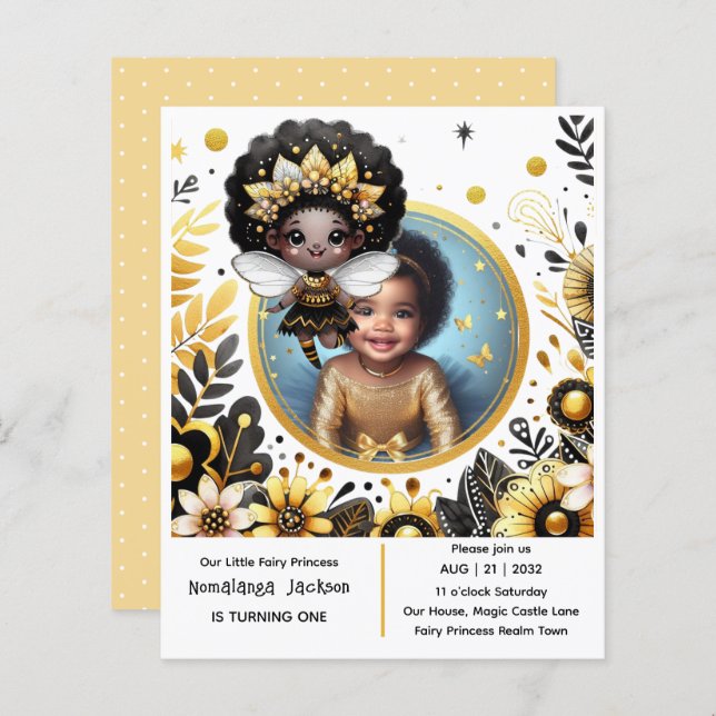 Photo Birthday Little Black Fairy African Princess (Fram/baksida)