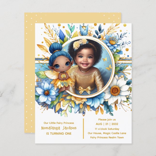 Photo Birthday Little Black Fairy African Princess (Fram/baksida)