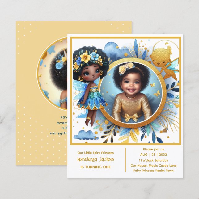 Photo Birthday Little Black Fairy African Princess (Fram/baksida)