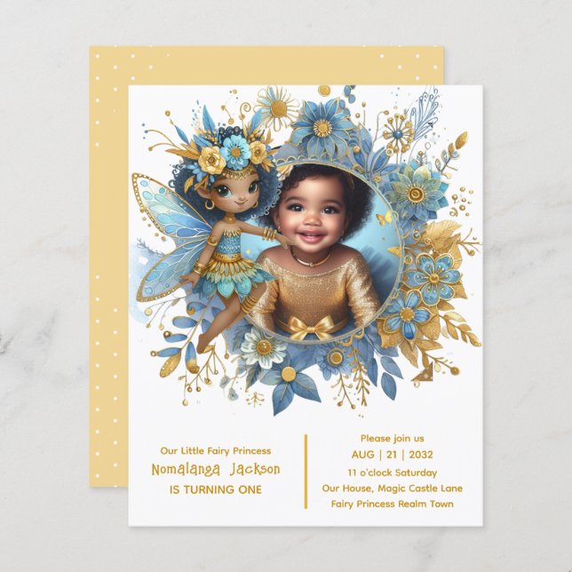 Photo Birthday Little Black Fairy African Princess (Fram/baksida)