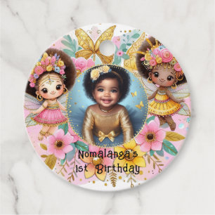 Photo Birthday Little Black Fairy African Rosa Gåvor Etiketter