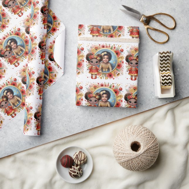 Photo Birthday Little Black Fairy Red Guld Presentpapper (Hantverk)