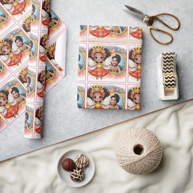 Photo Birthday Little Black Fairy Red Guld Presentpapper (Hantverk)