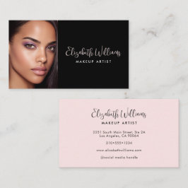 Photo Black Blush Pink Photo Script Makeup Artist Visitkort