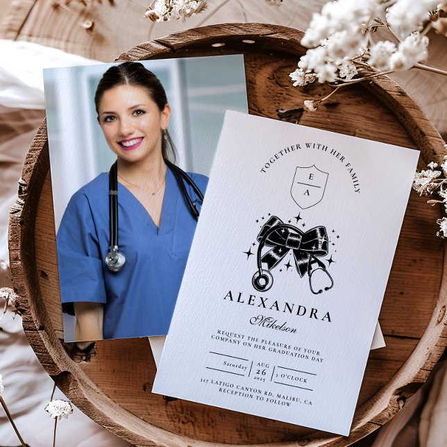 Photo Black Bow Nursing School Student Inbjudningar (Skapare uppladdad)