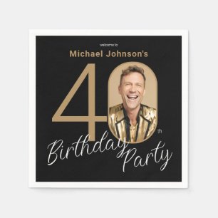 Photo Black Guld 40:e födelsedagen Pappersservett