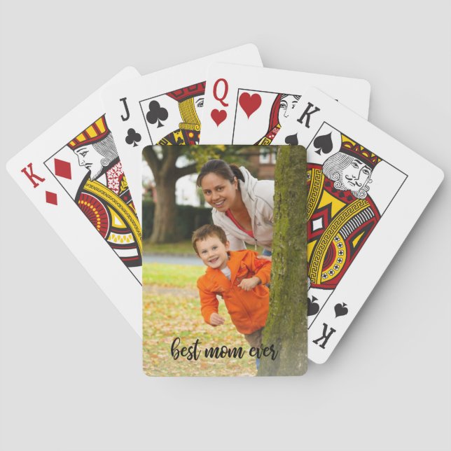 Photo Black-skript med bästa Mamma någonsin-Anpass Casinokort (Baksidan)