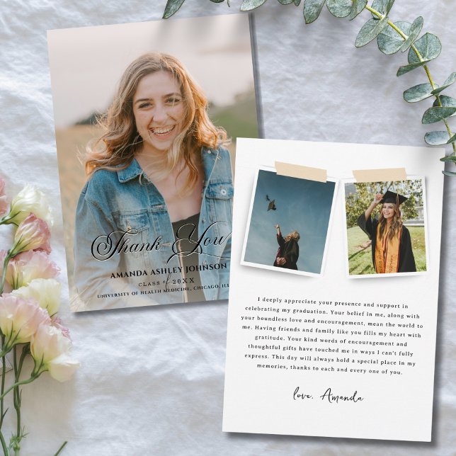 Photo Black White Studenten Tack Kort (Skapare uppladdad)