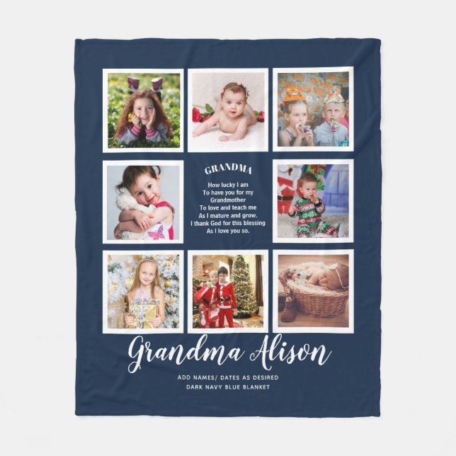 Photo Blanket Grandma Dikt Grandpa Family Träd Fleecefilt (Framsidan)
