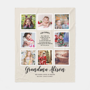 Photo Blanket Grandma Dikt Grandpa Family Träd Fleecefilt