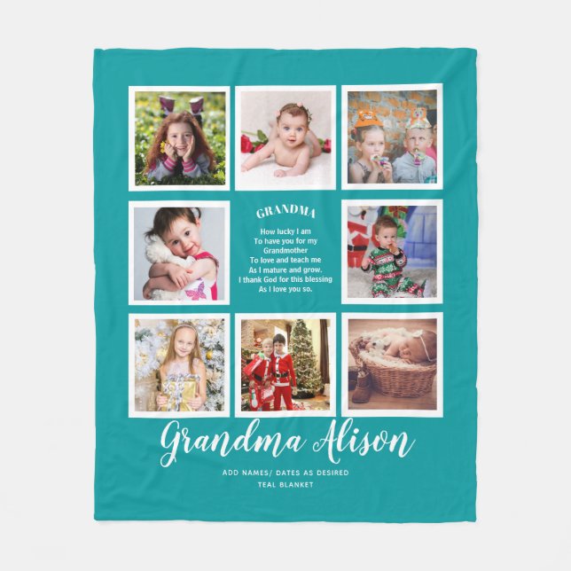 Photo Blanket Grandma Dikt Grandpa Family Träd Fleecefilt (Framsidan)