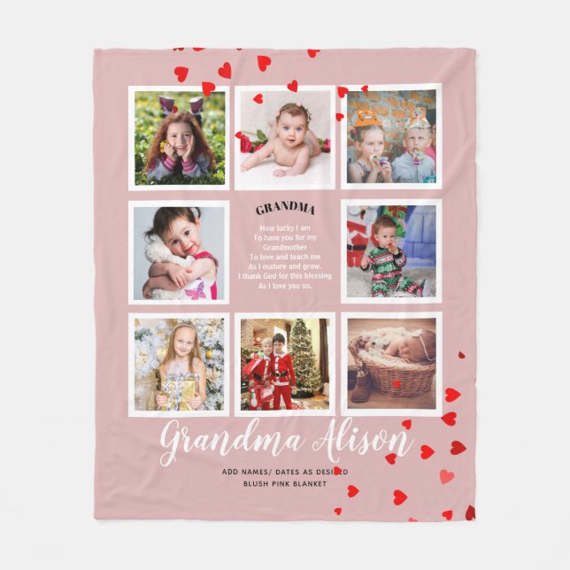 Photo Blanket Grandma Dikt Grandpa Family Träd Fleecefilt (Framsidan)