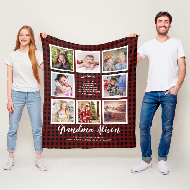 Photo Blanket Grandma Dikt Grandpa Family Träd Fleecefilt (På plats)